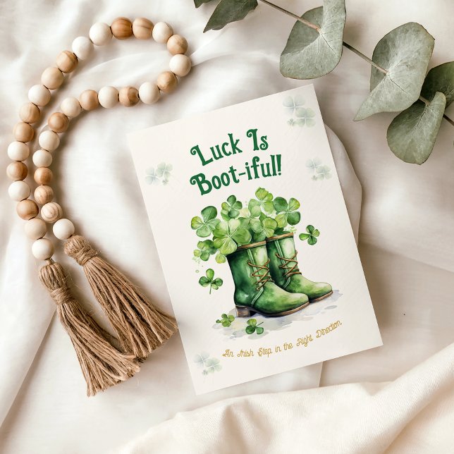 St. Patrick’s Day Boots Luck Funny Greeting Card (Creator Uploaded)