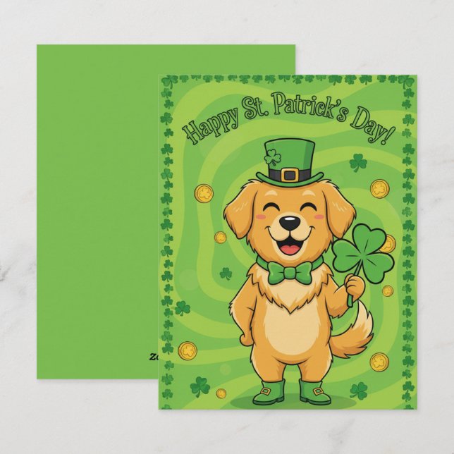St Patrick’s Day Card Lucky Irish Dog (Front/Back)