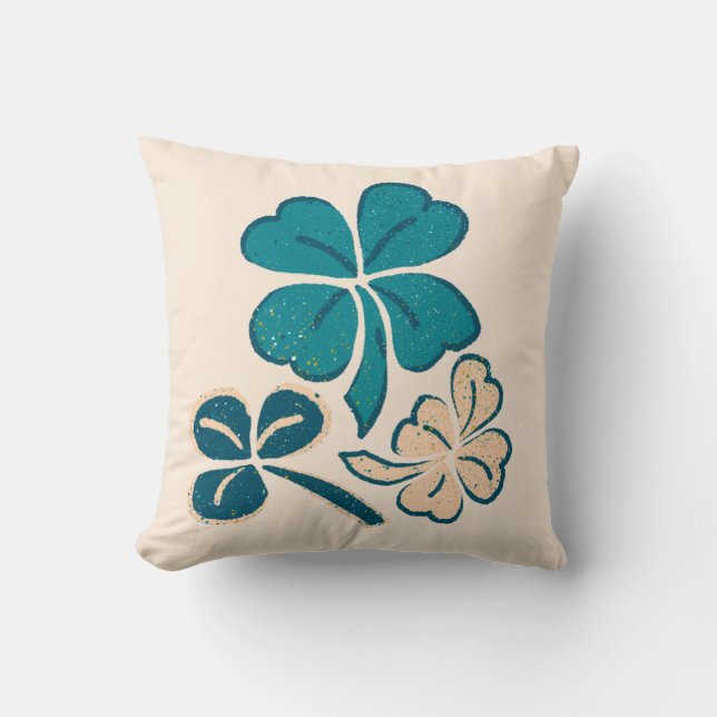 St. Patrick`s day Clover Shamrock Drawing Throw Pillow (Front)