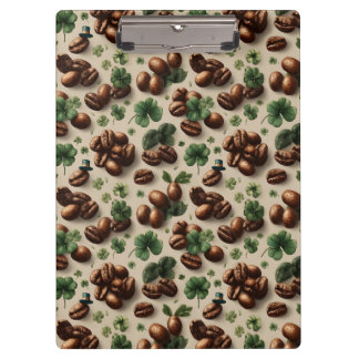 St. Patrick’s Day Coffee & Shamrock Pattern Clipboard