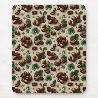 St. Patrick’s Day Coffee & Shamrock Pattern Mouse Pad