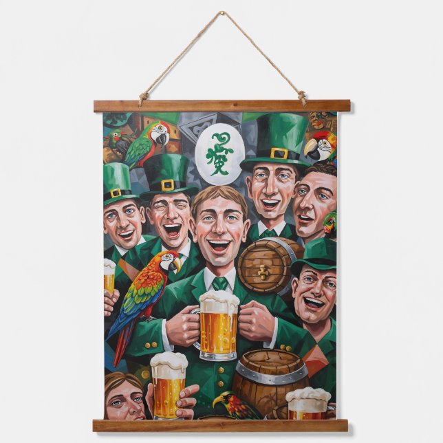 St. Patrick’s Day Cubist Art Print Hanging Tapestry (Front)