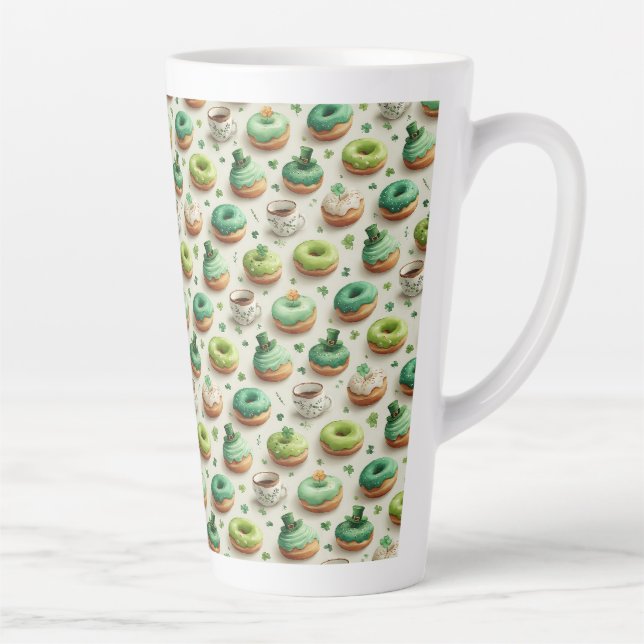 St. Patrick’s Day Donuts & Coffee Watercolor Latte Mug (Right)