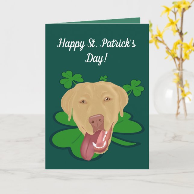 St. Patrick’s Day Dudley Labrador  Card (Yellow Flower)