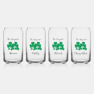 St Patrick’s Day Family Personalized Design  Can Glass