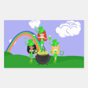 St Patrick’s Day Girl Leprechauns Sticker