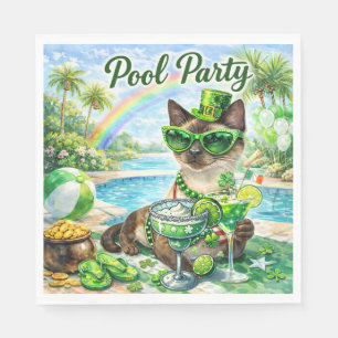 St. Patrick’s Day Glam Cat Pool Party  Napkin
