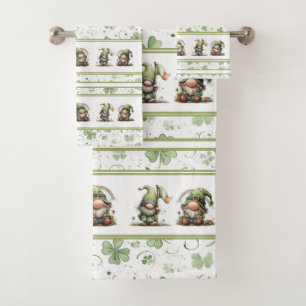 St. Patrick’s Day Gnome Pattern  Bath Towel Set