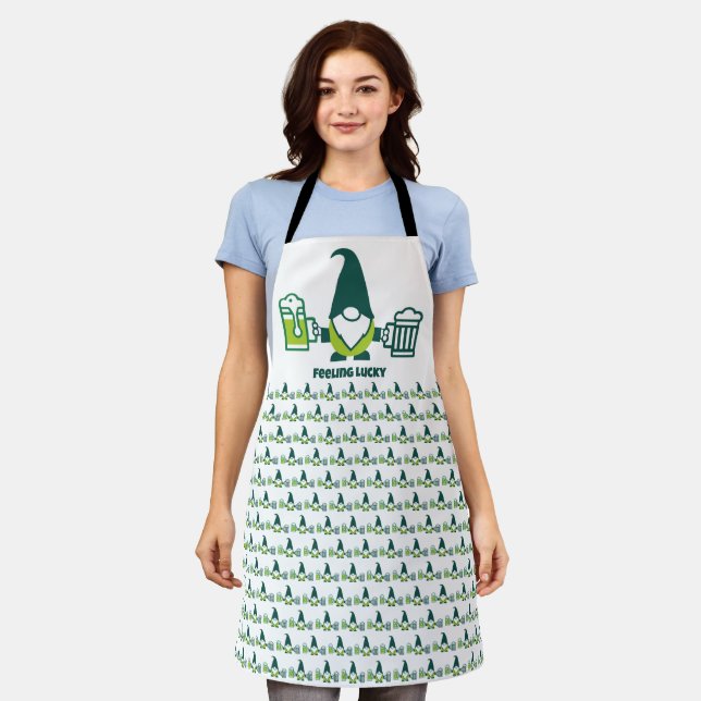 St. Patrick’s Day Gnome with Beer Mug Apron (Worn)