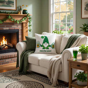 St. Patrick’s Day Gnome with Beer Mug Throw Pillow