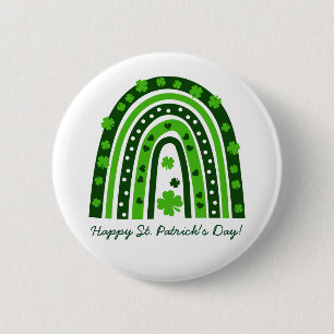 St. Patrick’s Day Green Shamrock Boho Rainbow  2 Inch Round Button