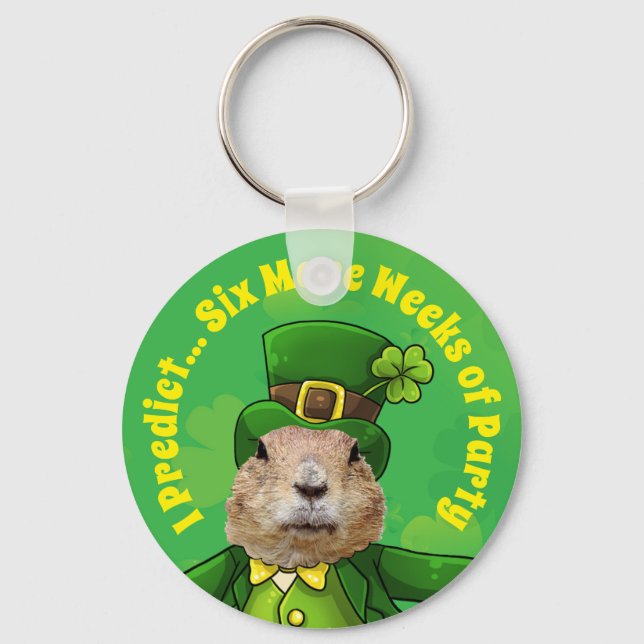 St. Patrick’s Day Groundhog Party Animal Keychain (Front)