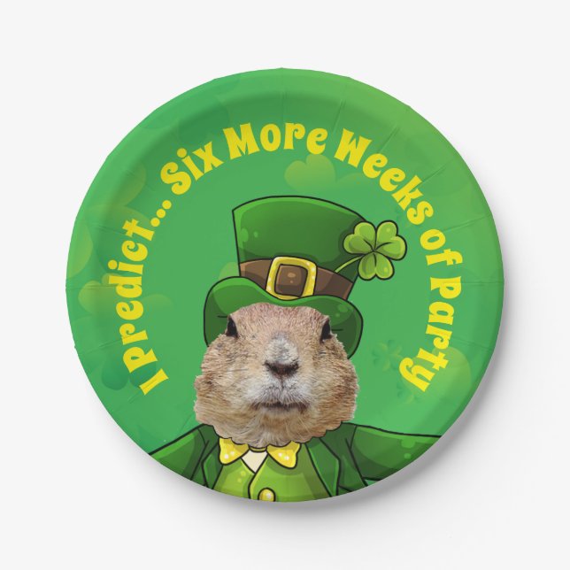 St. Patrick’s Day Groundhog Party Animal Paper Plate (Front)