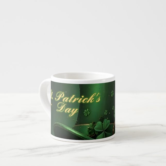 St. Patrick’s Day Hat and Shamrock Design Espresso Cup (Front Left)