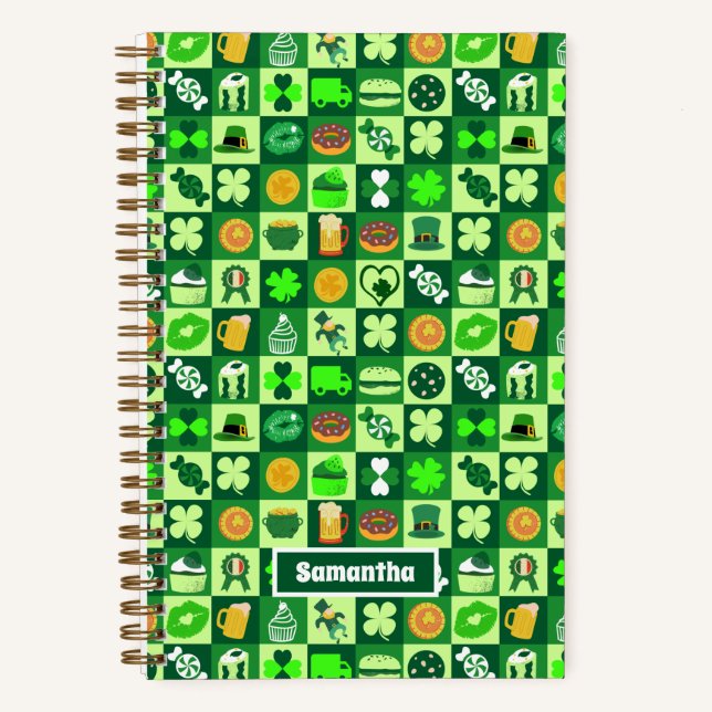 St. Patrick’s Day Icons Seamless Pattern Notebook (Front)