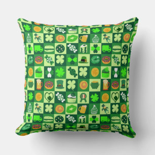 St. Patrick’s Day Icons Seamless Pattern Throw Pillow