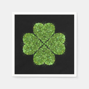 St. Patrick’s day, Irish green glittering clover Napkin