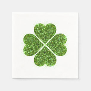 St. Patrick’s day, Irish green glittering clover Napkin
