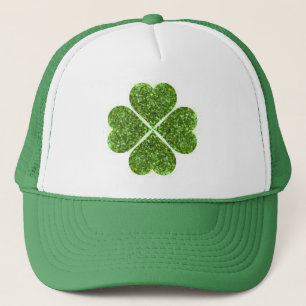 St. Patrick’s day, Irish green glittering clover Trucker Hat