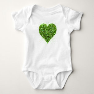 St. Patrick’s day, Irish green glittering heart Baby Bodysuit