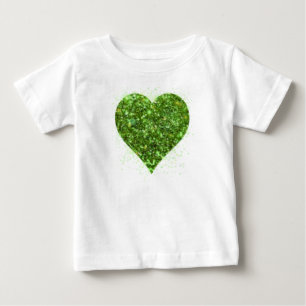 St. Patrick’s day, Irish green glittering heart Baby T-Shirt