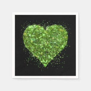 St. Patrick’s day, Irish green glittering heart Napkin