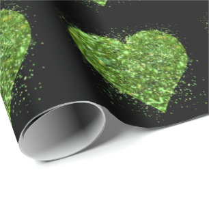 St. Patrick’s day, Irish green glittering heart Wrapping Paper