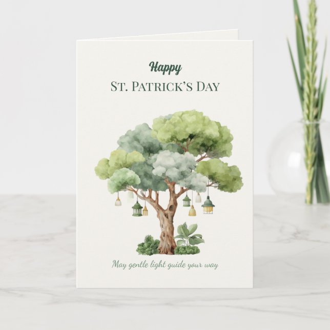 St. Patrick’s Day Irish Tree Lantern Card  (Front)