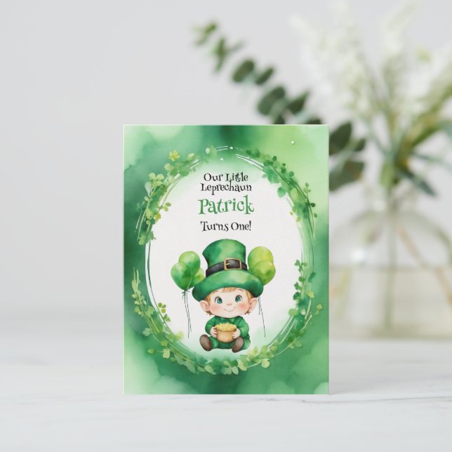 st patrick´s day Leprechaun birthday invitation Postcard (Standing Front)