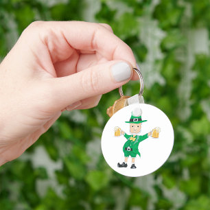 St Patrick’s Day Leprechaun with Beer Mugs Keychain