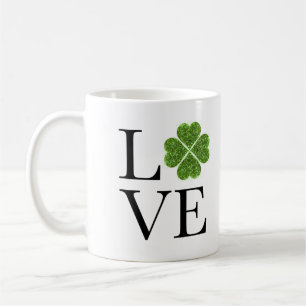 St. Patrick’s day   Love   green glitter shamrock Coffee Mug
