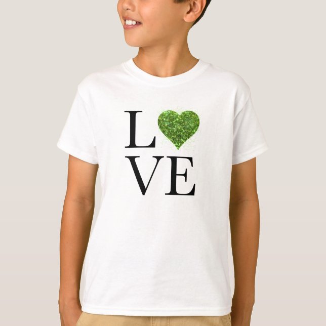 St. Patrick’s day | Love | green glittering heart T-Shirt (Front)