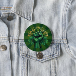 St. Patrick’s Day Luck of the Irish Fist Shamrock 3 Inch Round Button