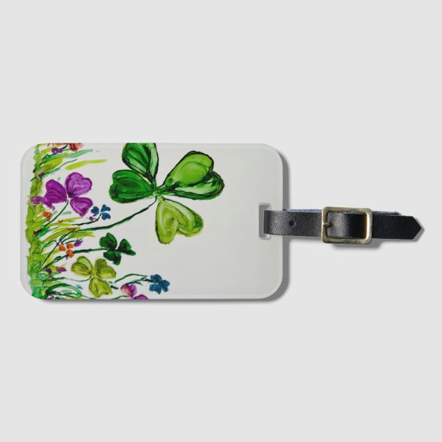 St Patrick’s Day Lucky Clover Luggage Tag (Front Horizontal)