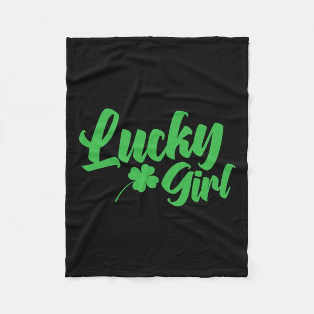 St. Patrick`s Day Lucky Girl  Fleece Blanket (Front)