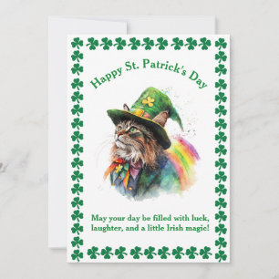 St. Patrick’s Day Lucky Greeting for Cat Lovers Holiday Card