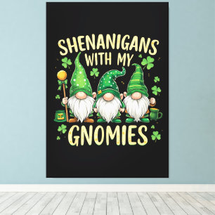 St Patrick’s Day Lucky Shamrock Gnome  Canvas Print
