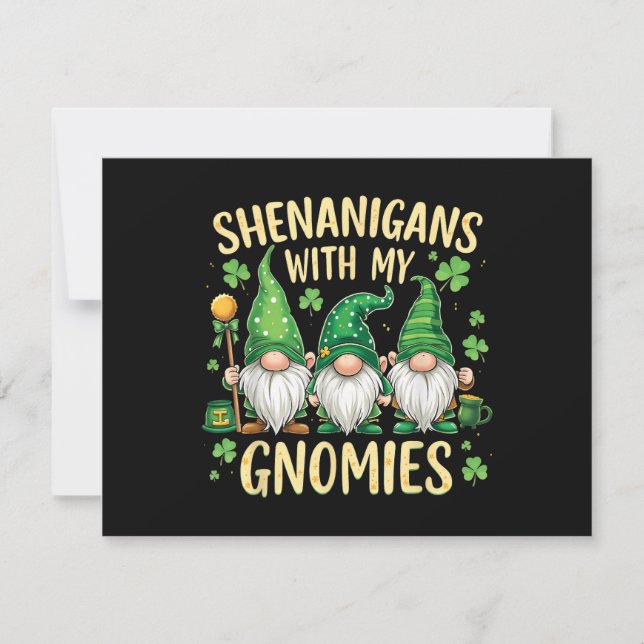 St Patrick’s Day Lucky Shamrock Gnome  Invitation (Front)