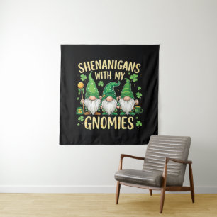St Patrick’s Day Lucky Shamrock Gnome  Tapestry