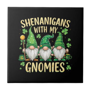 St Patrick’s Day Lucky Shamrock Gnome  Tile