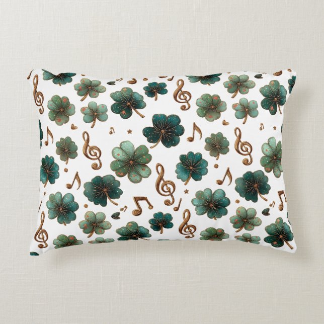 St. Patrick’s Day Musical Shamrock Accent Pillow (Front)
