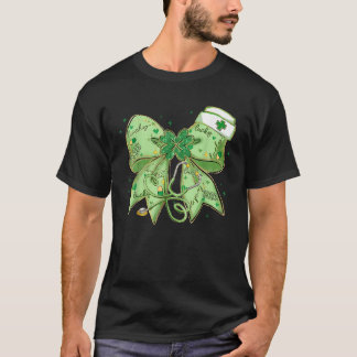 St Patrick s Day Nurse Coquette Bow Stethoscope Br T-Shirt