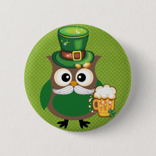 St. Patrick’s Day Owl 2 Inch Round Button