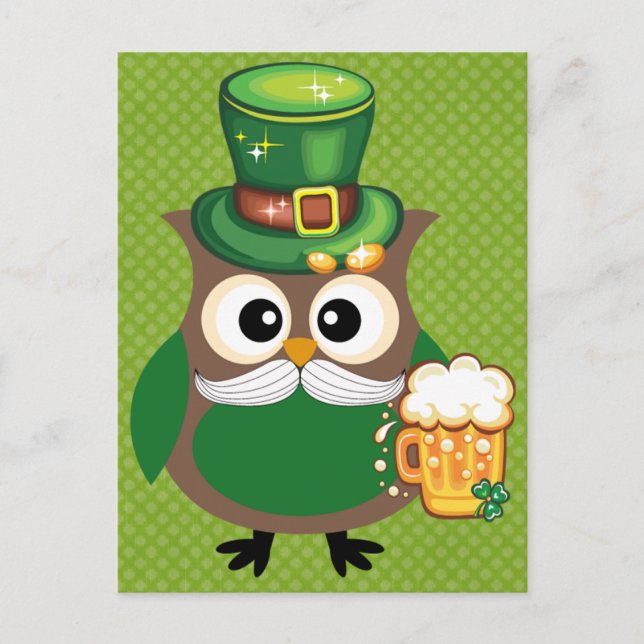 St. Patrick’s Day Owl Postcard (Front)