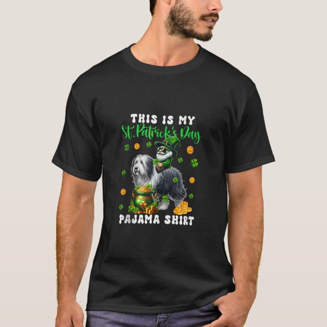 St Patrick s Day Pajama Shirt Gnome Bearded Collie (Front)