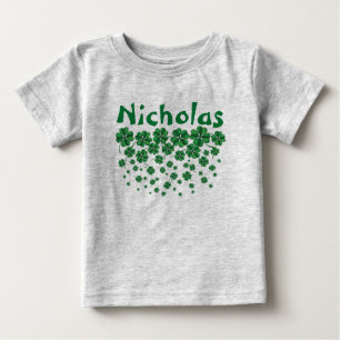 St. Patrick’s Day Personalized name with shamrocks Baby T-Shirt