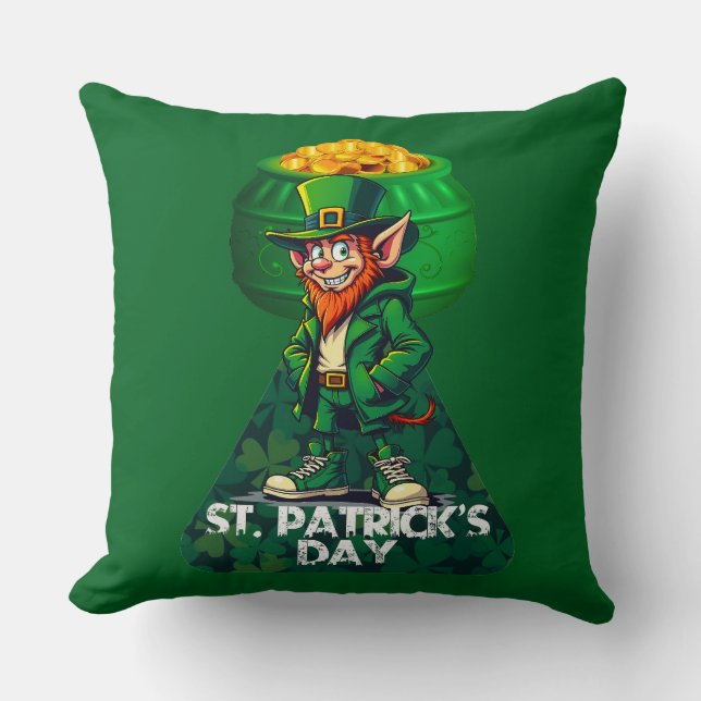 St Patrick’s Day Pot of Gold - almofada Throw Pillow (Front)