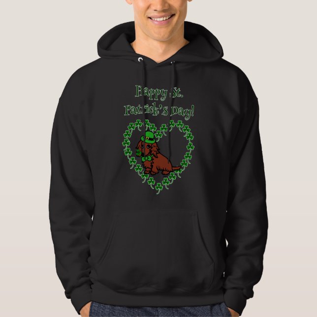 St Patrick S Day Red Long Dachshund Hoodie (Front)