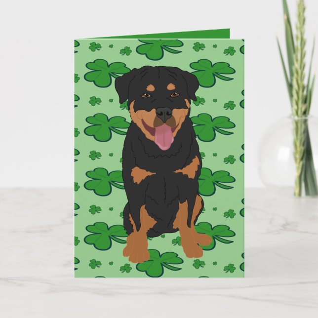 St. Patrick’s Day Rottweiler  Holiday Card (Front)