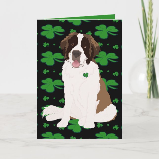 St. Patrick’s Day Saint Bernard  Holiday Card (Front)